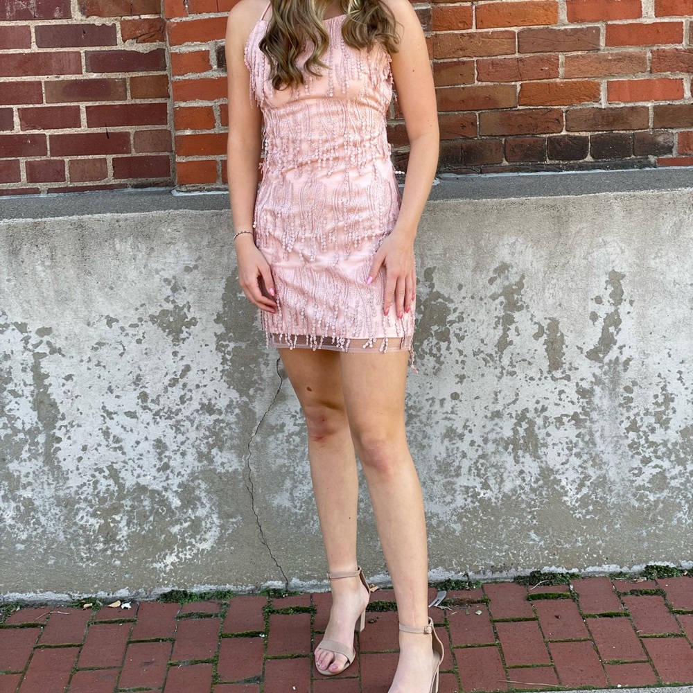 Elegant Pink Sequin Dress